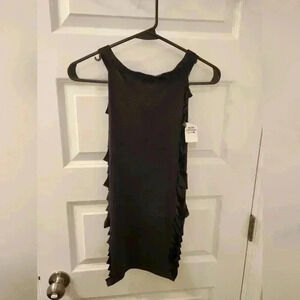 Body Central Black Top Size S Slits NWT Night Out Party Womens Slim Fit